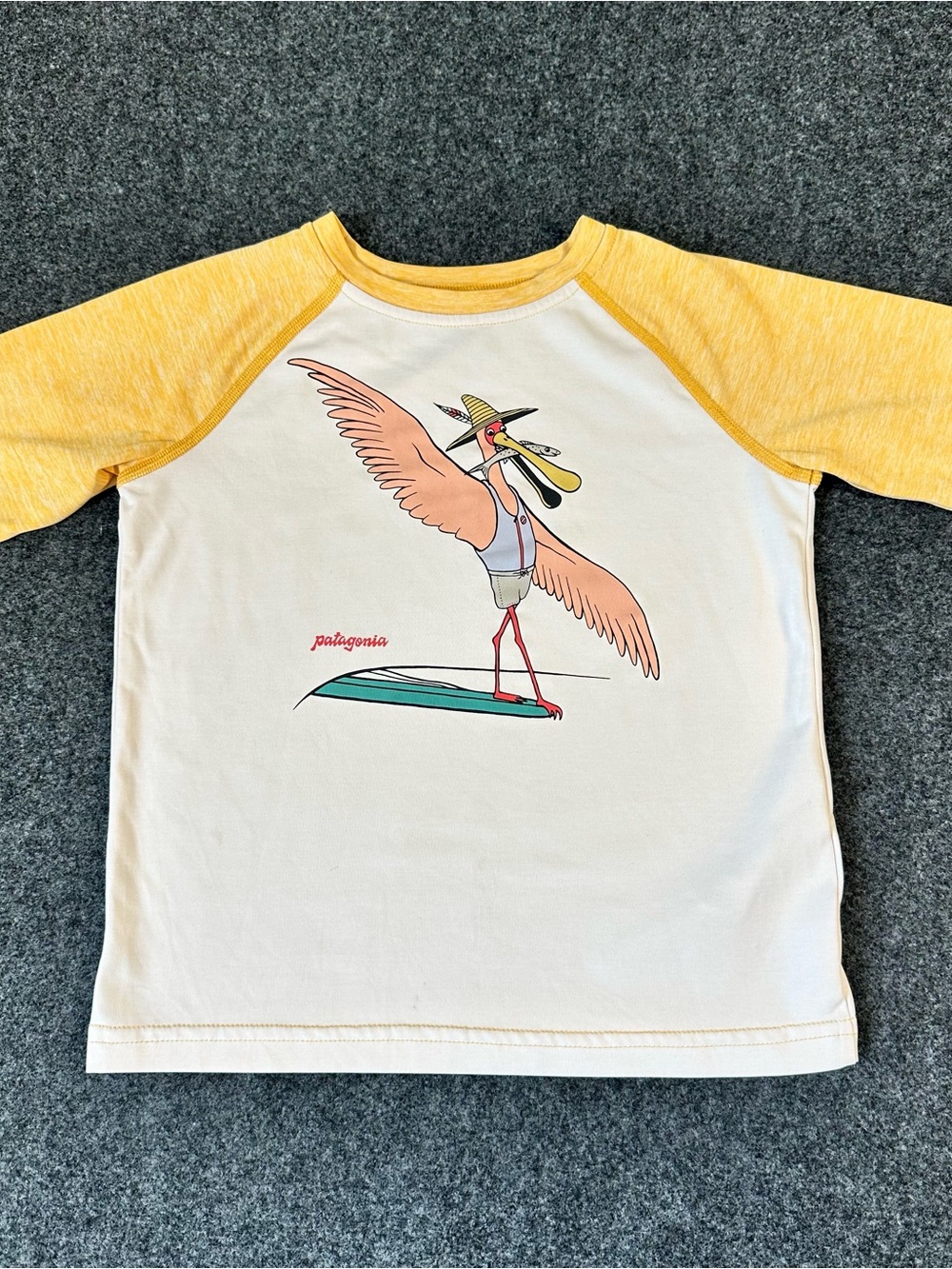 Patagonia Kids Yellow Raglan Surf Graphic Swim Shirt